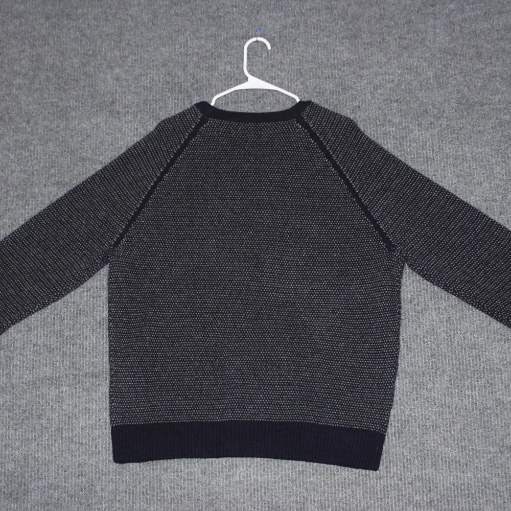 J‎ Crew Sweater Mens XL Navy Gray 100 Lambswool Textured Crewneck Fall Luxury